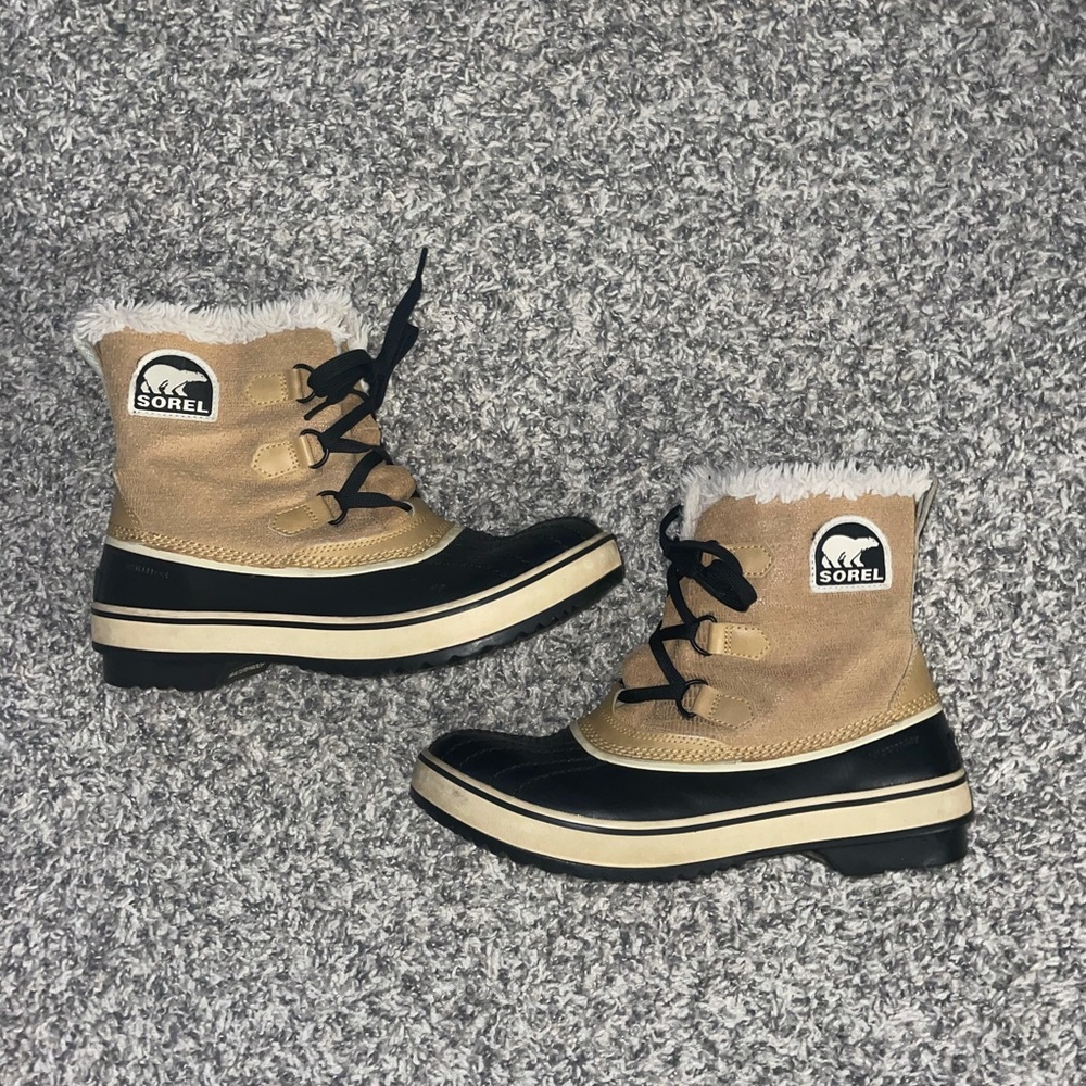 Sorel Tan and Black Winter Boots